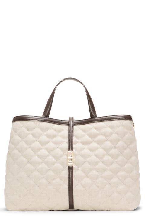 Medium Astor Leather Trim Top Handle Tote