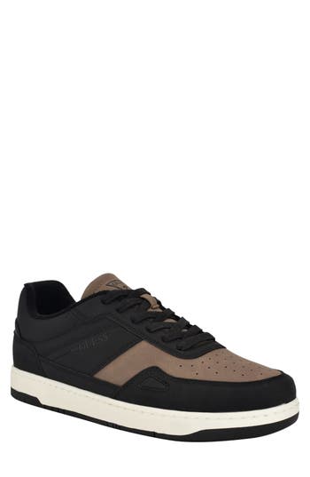 Guess Men's Tolyo Perf Toe Fashion Lace Up Sneakers In Black/taupe
