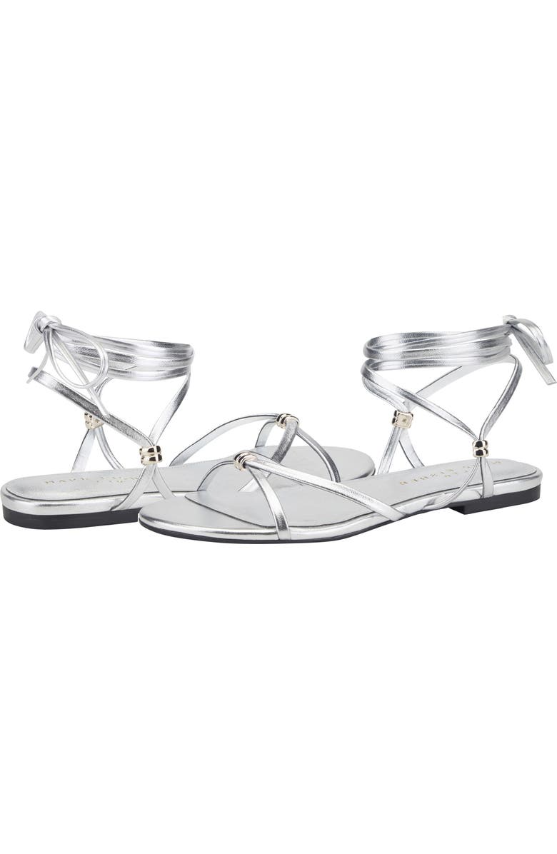 Marc Fisher LTD Este Ankle Wrap Sandal, Alternate, color, Silver