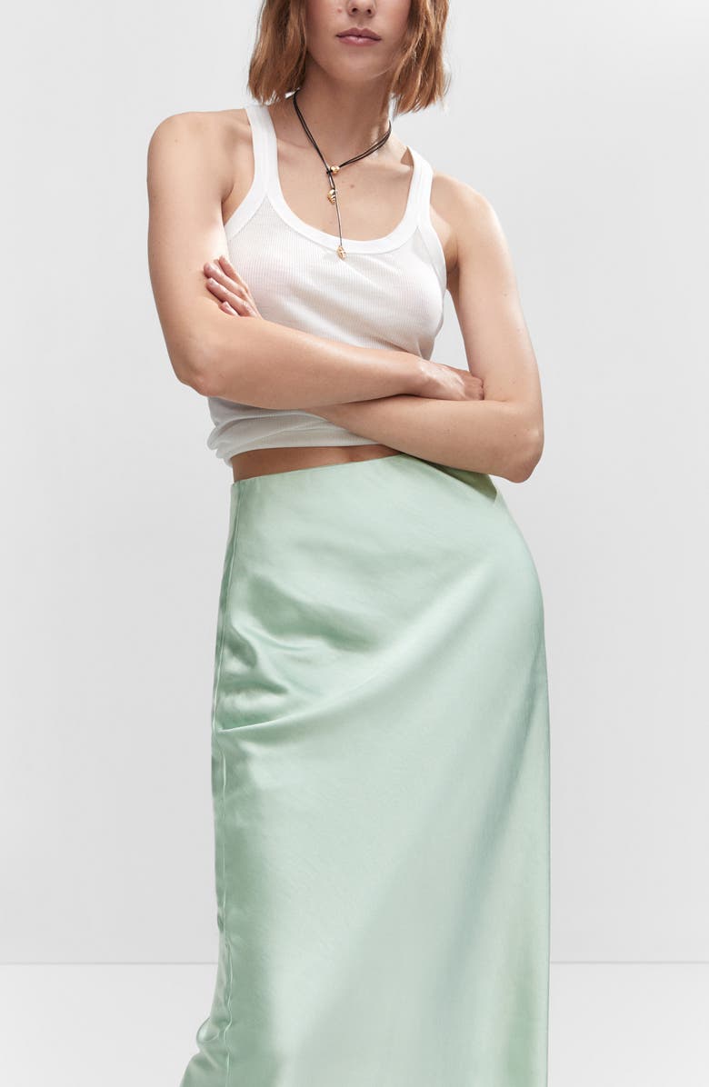 MANGO Satin Midi Skirt, Alternate, color,