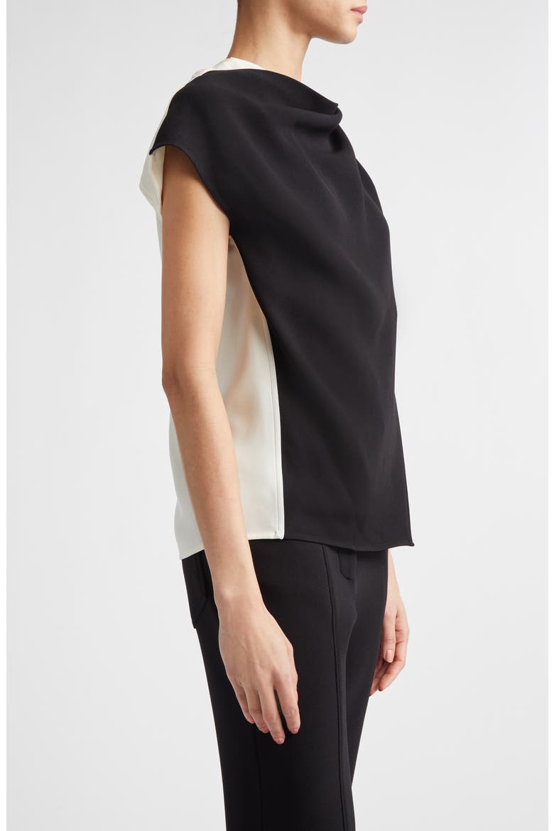 Elsa Asymmetric Double Crepe Top, Alternate, color, BLACK MULTI