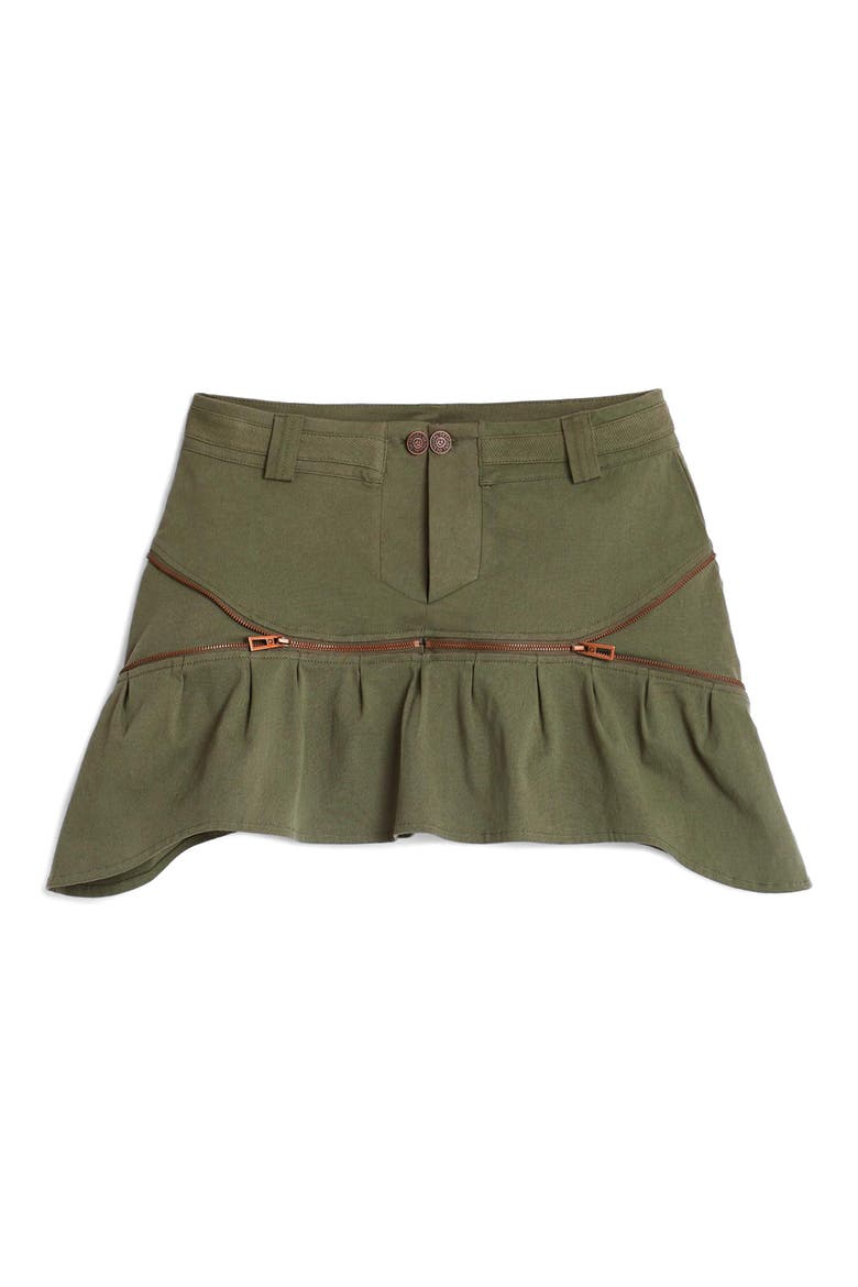 Ruffle Miniskirt, Alternate, color, MILITARY GREEN