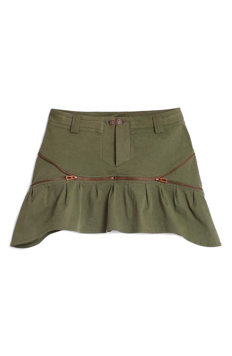 Desigual Ruffle Miniskirt, Alternate, color, Military Green
