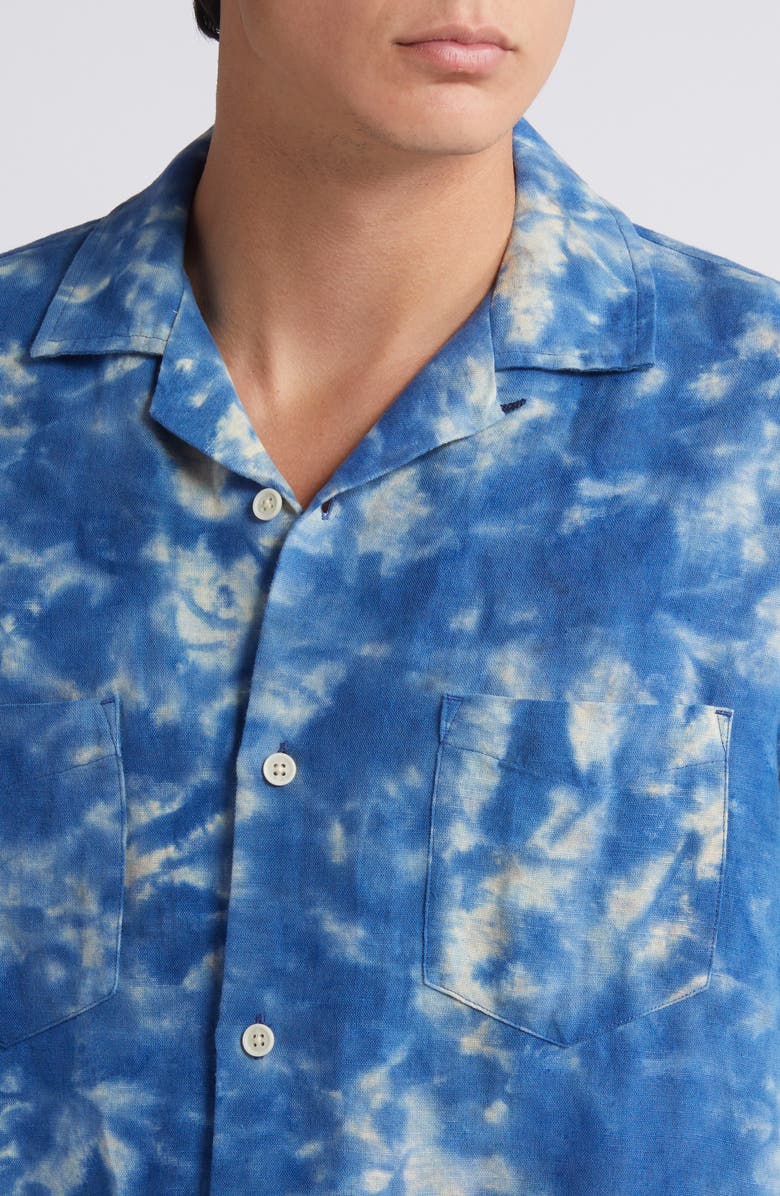 Corridor Tie Dye Linen & Cotton Camp Shirt, Alternate, color, 