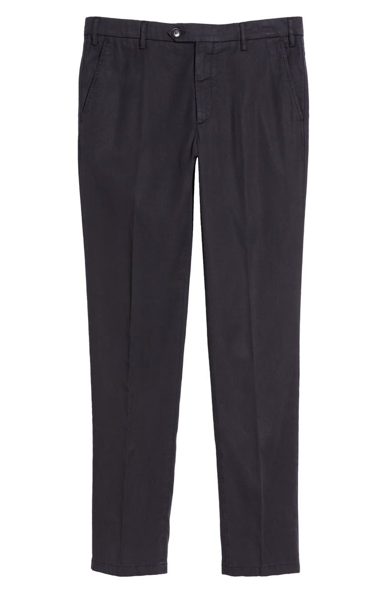 Canali Regular Fit Flat Front Comfort Twill Pants, Alternate, color, Navy
