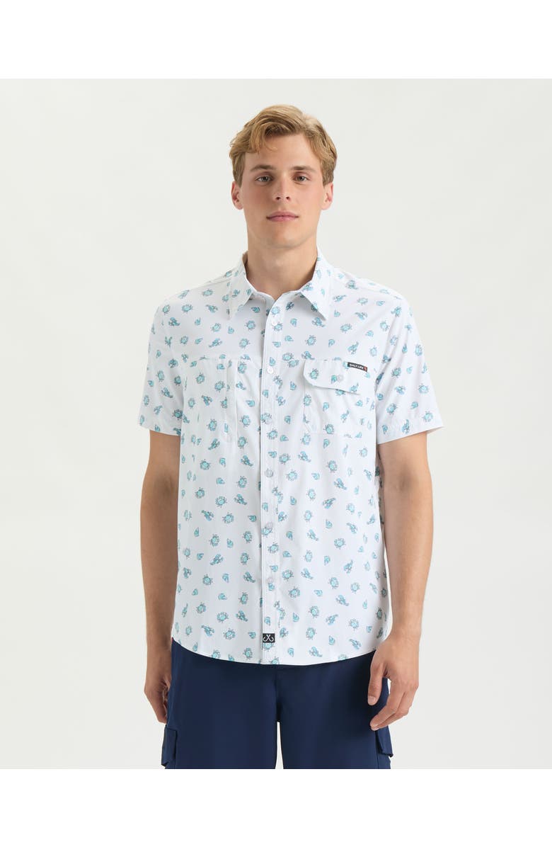 Salt Life Crustacean Life Woven Short Sleeve Shirt, Main, color, White
