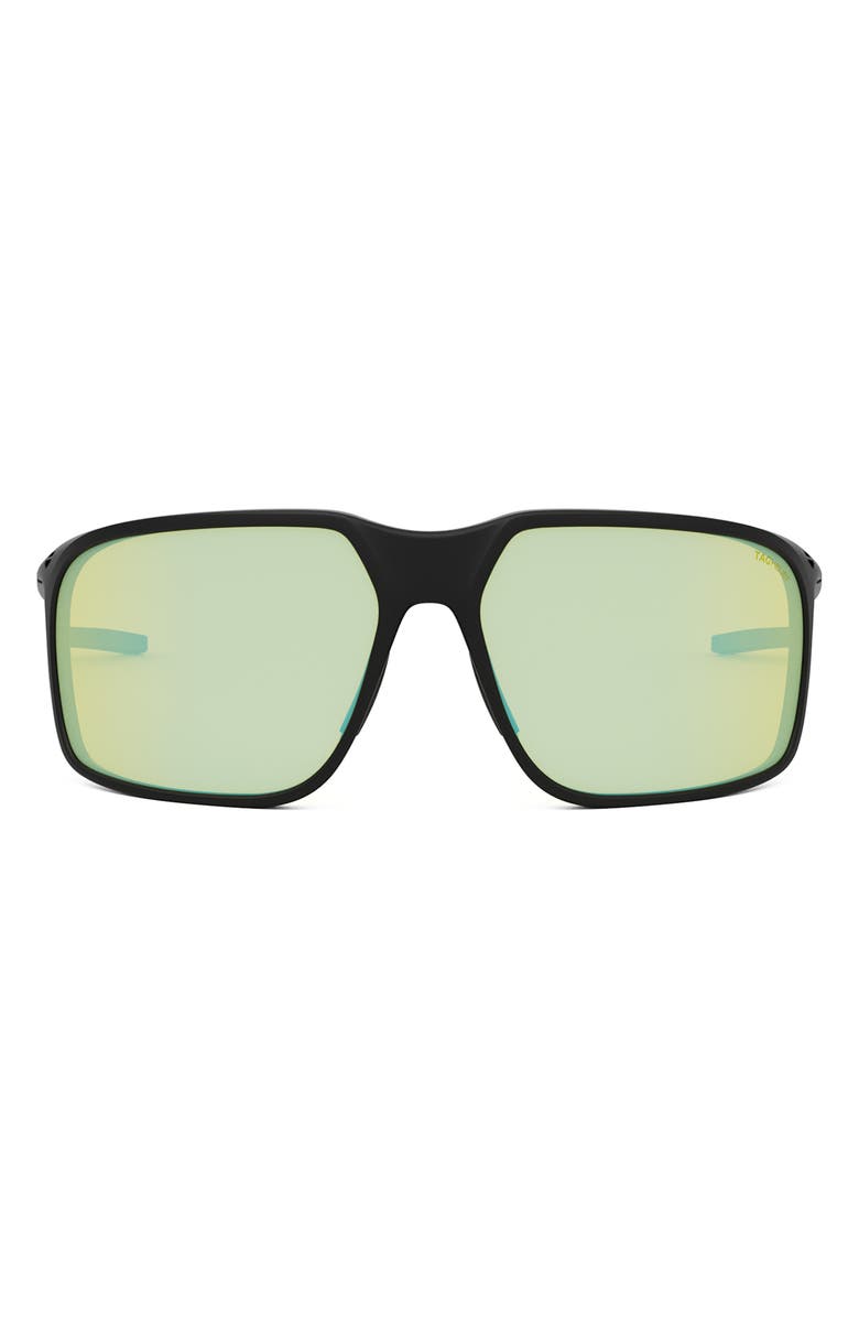 TAG Heuer Vingt Sept Xover 67mm Polarized Mirrored Oversize Geometric Sunglasses, Main, color, Matte Black / Roviex Polarized