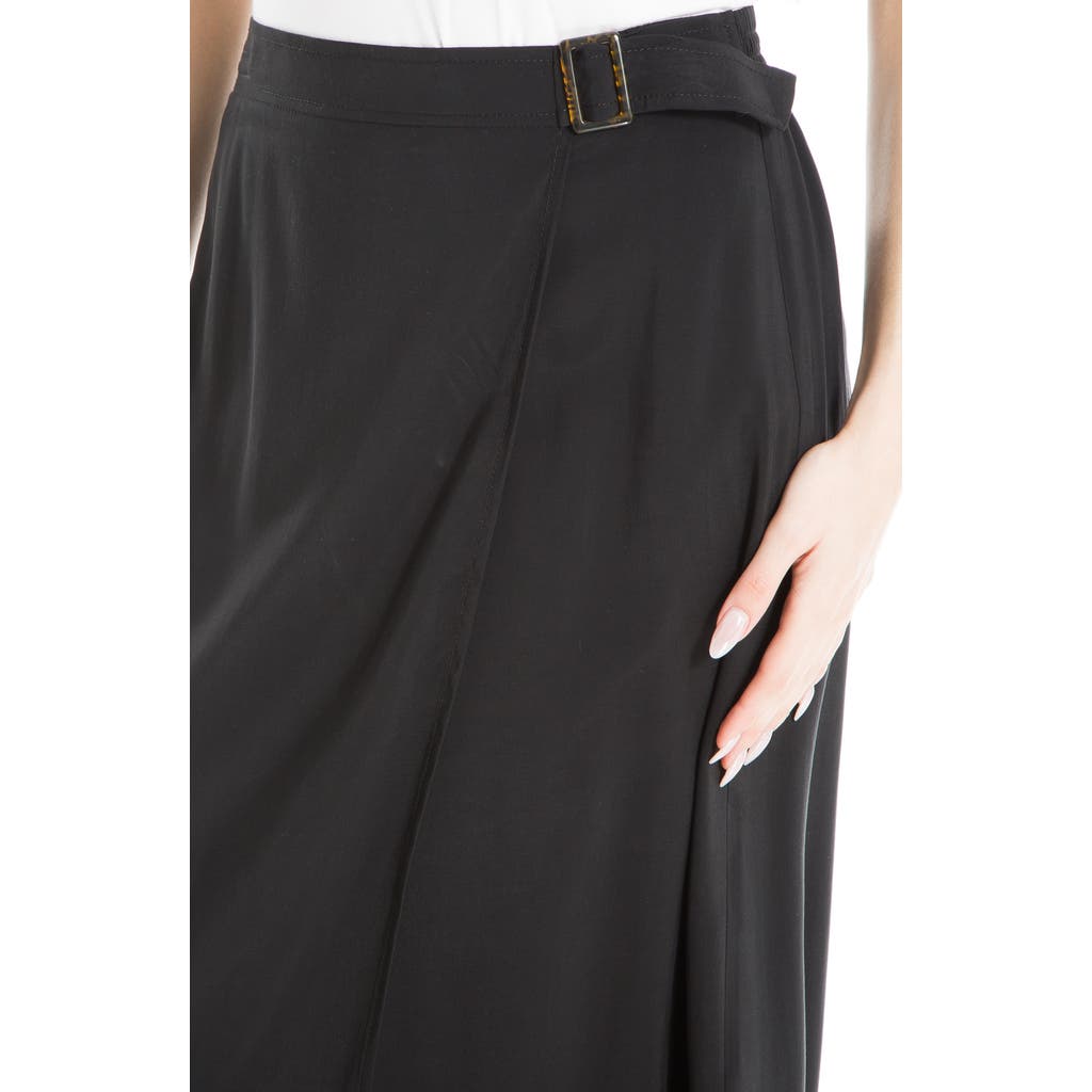 Max Studio Faux Wrap Skirt In Black-black