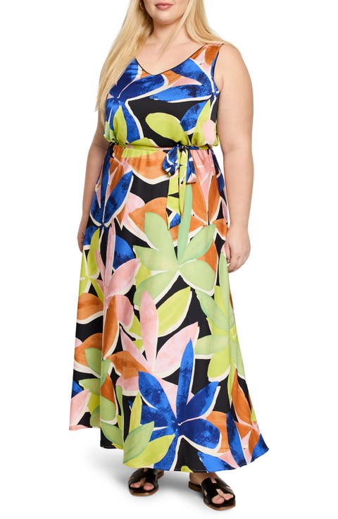 Bianca Mega Blooms Sleeveless Maxi Dress (Plus)