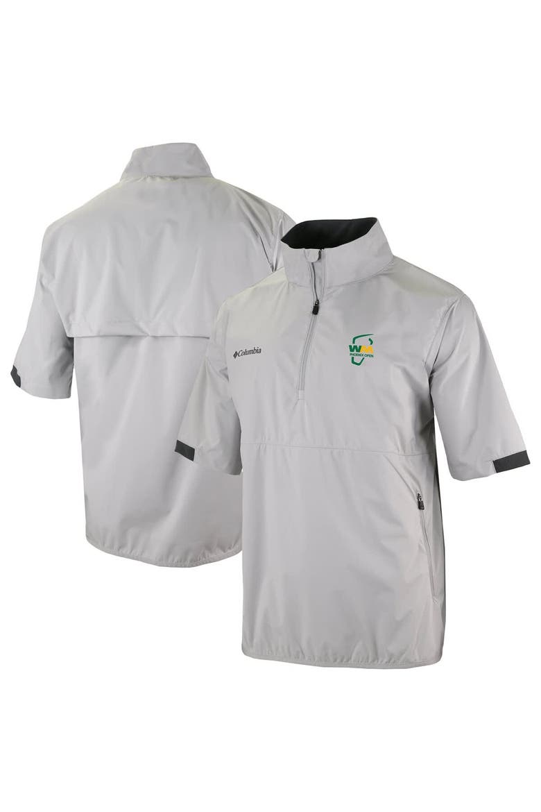 Men's Columbia  Gray WM Phoenix Open Big Shot Omni-Wick Short Sleeve Half-Zip Windbreaker Jacket, Alternate, color, Gray