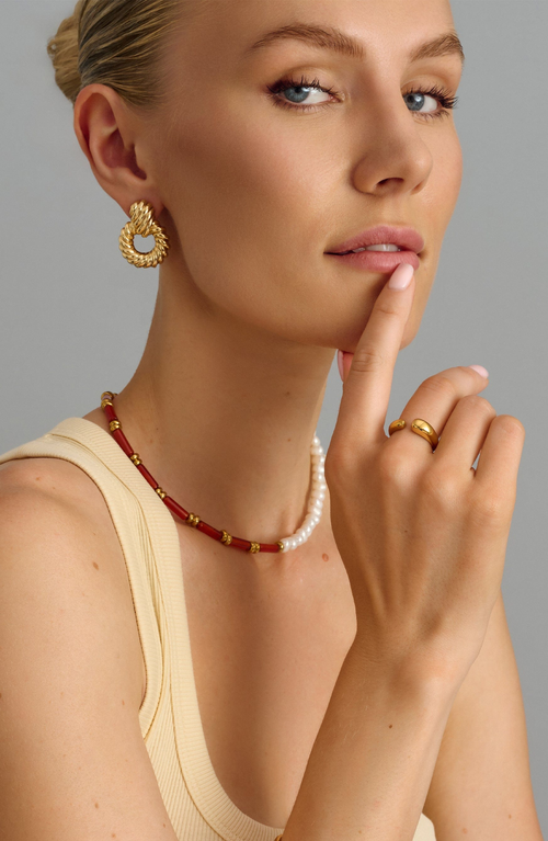 Nialaya Classic Cuff Ring In Gold