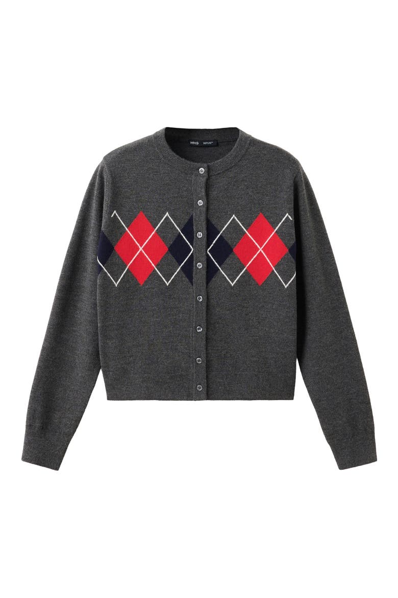 Argyle Cardigan, Alternate, color, MEDIUM HEATHER GREY