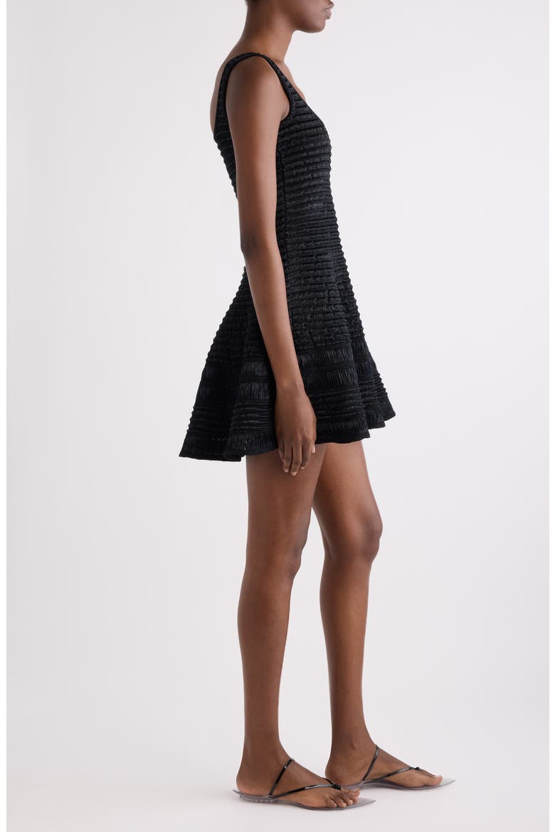 Raffia Effect Fit & Flare Sweater Dress, Alternate, color, NOIR ALAIA