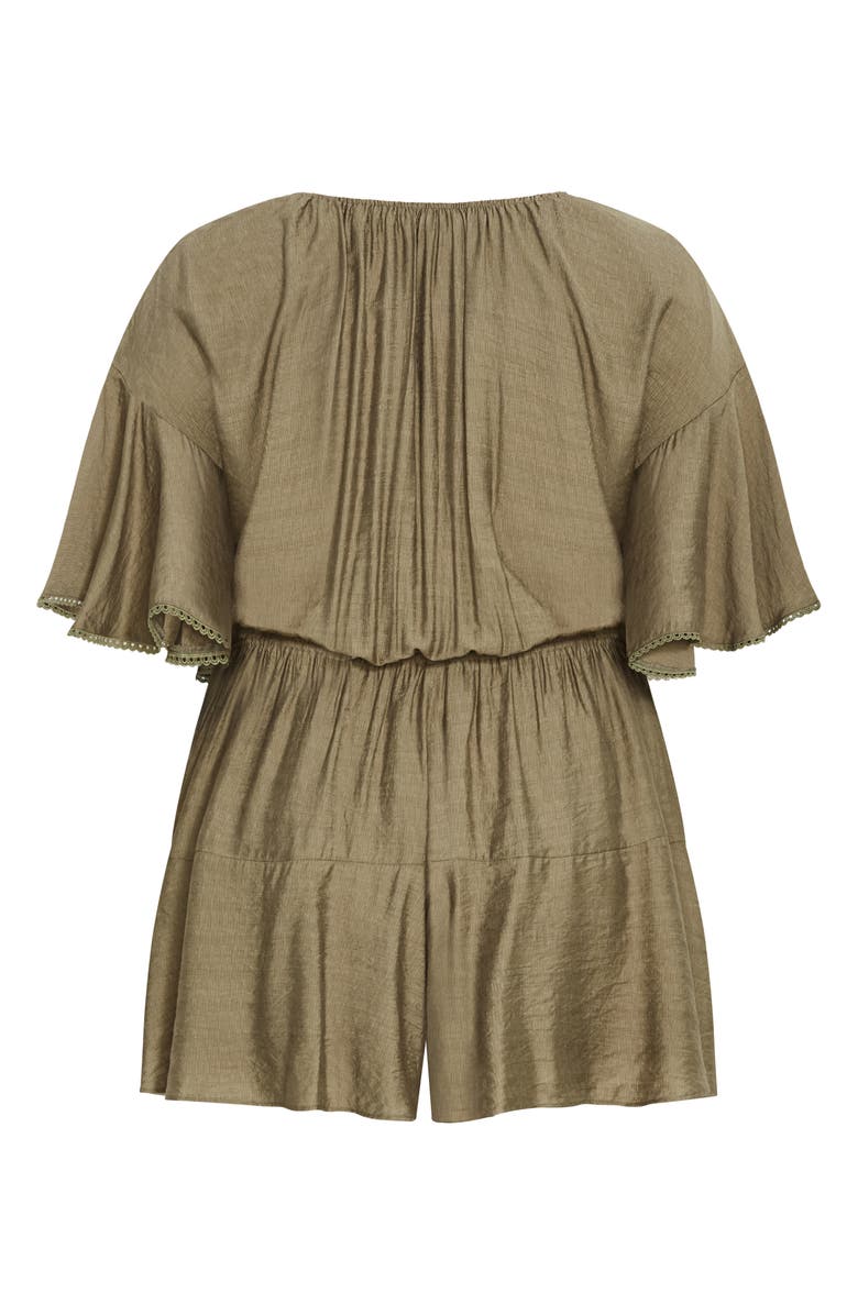 City Chic Harlow Tassel Tie Romper, Alternate, color, Khaki