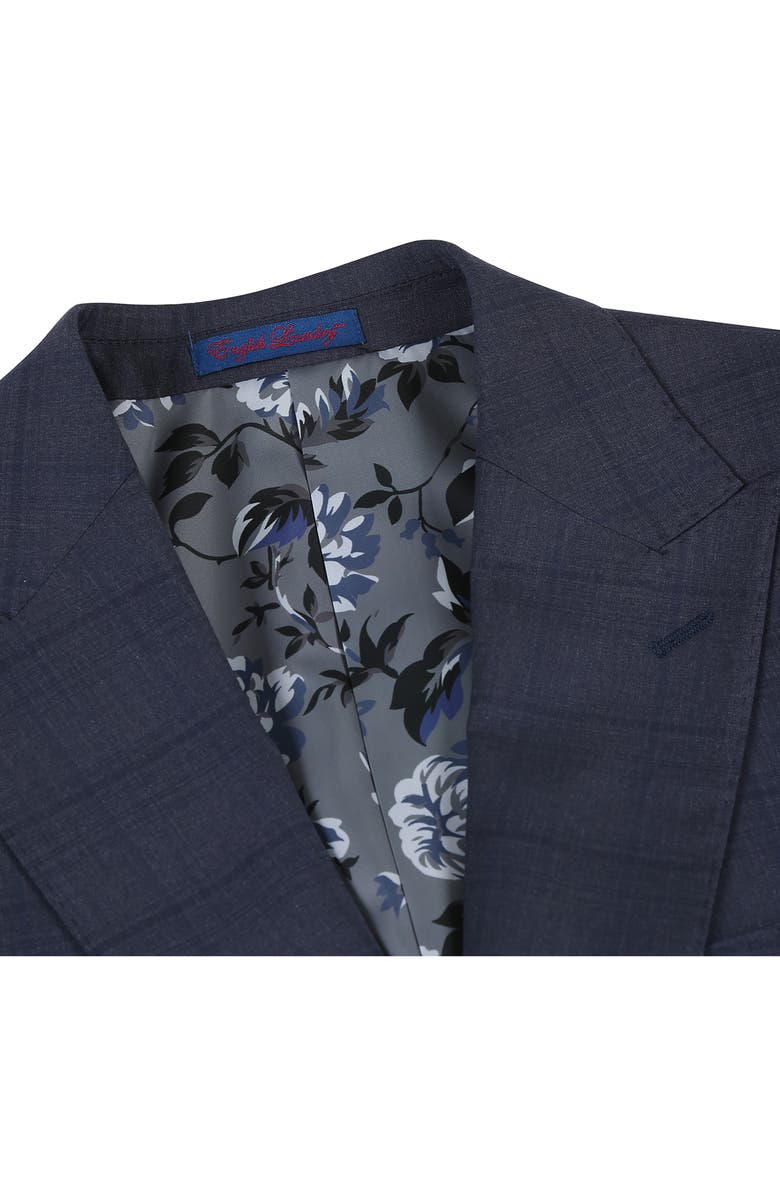English Laundry Plaid Trim Fit Peak Lapel Two-Piece Suit, Alternate, color, Gray