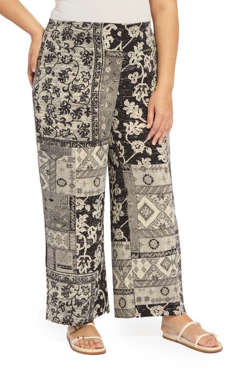 Genesis Mixed Print Stretch Woven Pants (Plus)