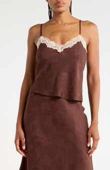 Lace Trimmed Jacquard Camisole