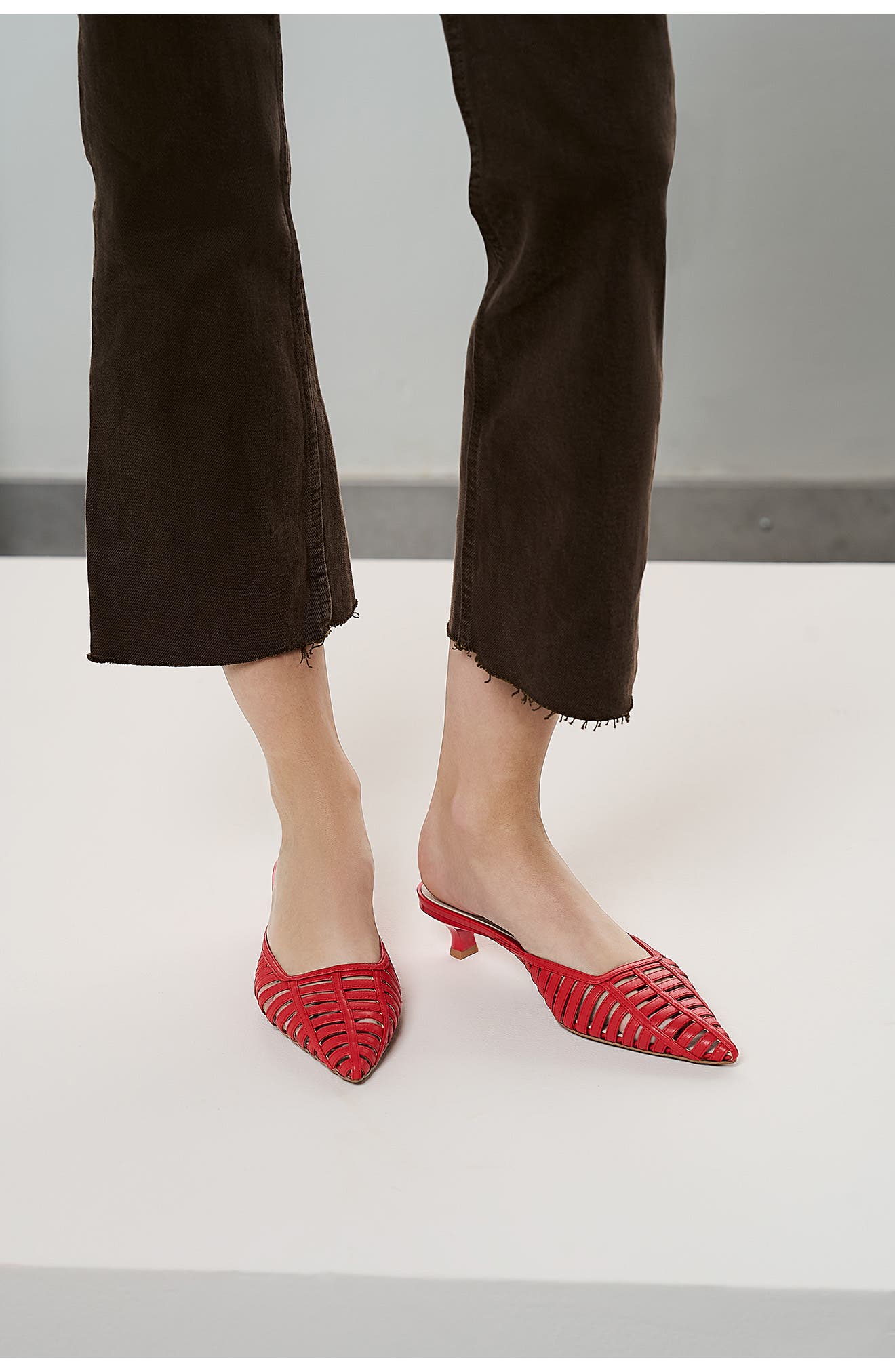 Franco Sarto Marline Pointed Toe Kitten Heel Pump, Alternate, color, Red