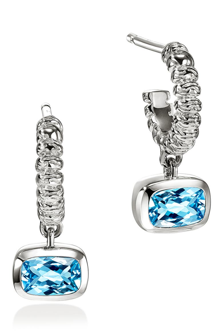 Heishi Swiss Blue Topaz Drop Earrings, Main, color, SILVER