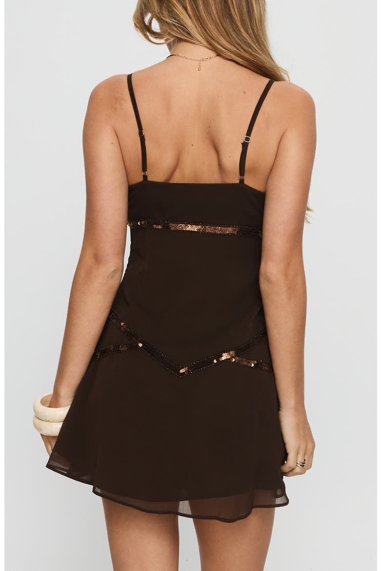 Jesenia Sequin Chiffon Party Dress, Alternate, color, BROWN