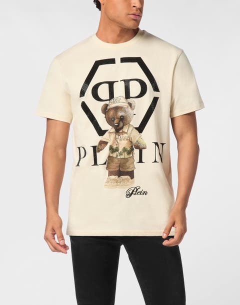 Round Neck T-shirt Crystal Teddy Bear Men