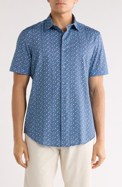 Floral Print Short Sleeve Button-Up Shirt