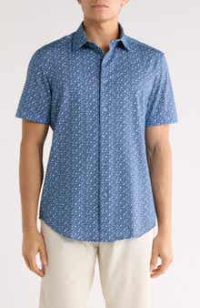 Bugatchi Floral Print Short Sleeve Button-Up Shirt