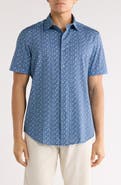 Bugatchi Floral Print Short Sleeve Button-Up Shirt