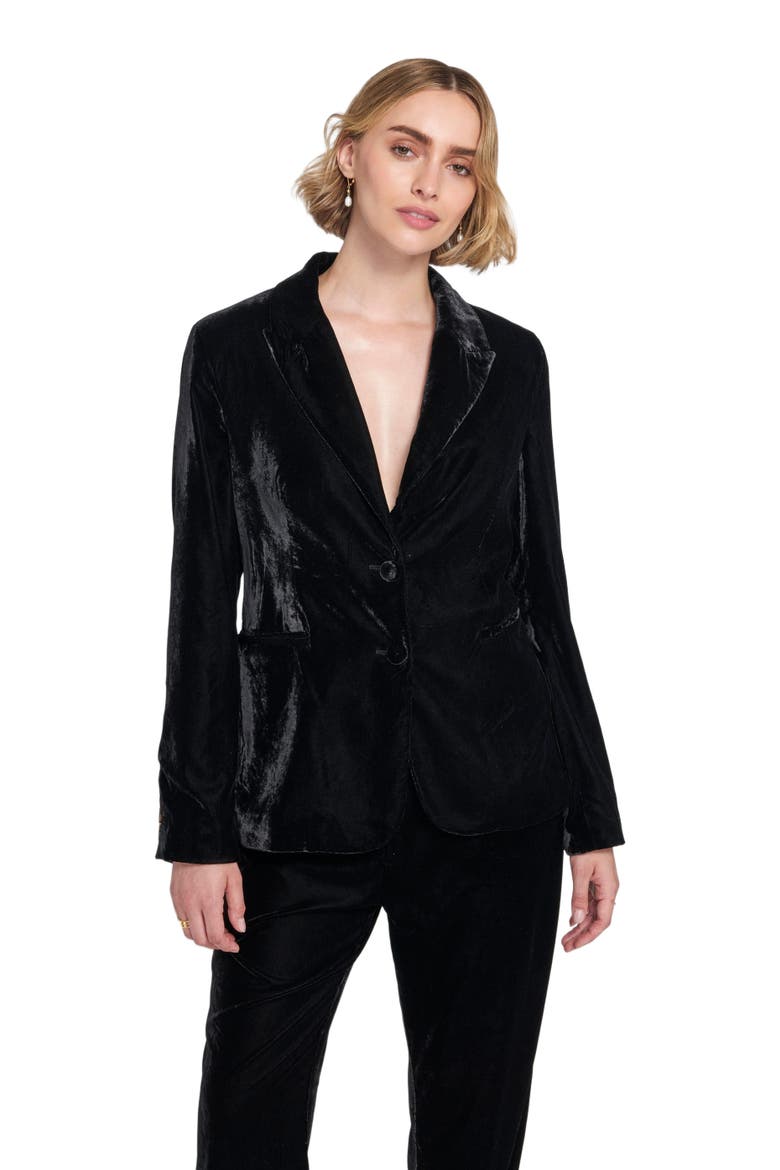 Velvet Blazer Jacket, Main, color, Black