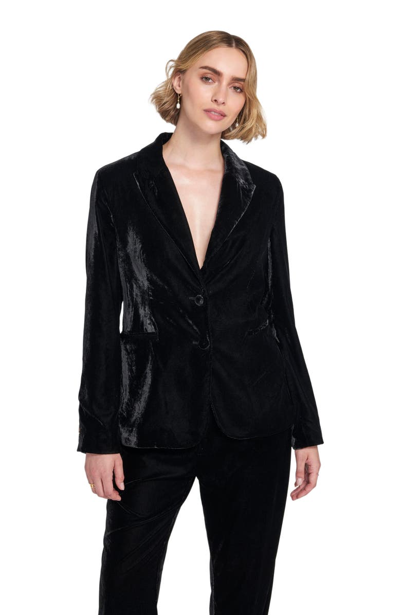 ELLE Collection Velvet Blazer Jacket, Main, color, Black