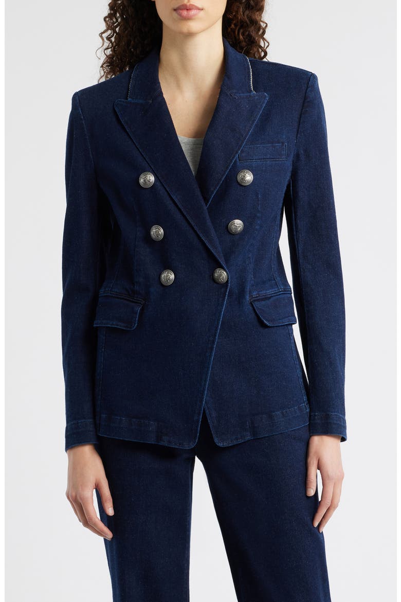 Cera Double Breasted Denim Jacket, Main, color, INDIGO