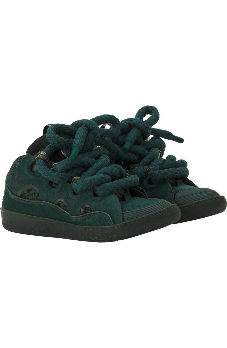 Lanvin Curb Sneakers In Leather With Snake Laces, Alternate, color, Green/Black