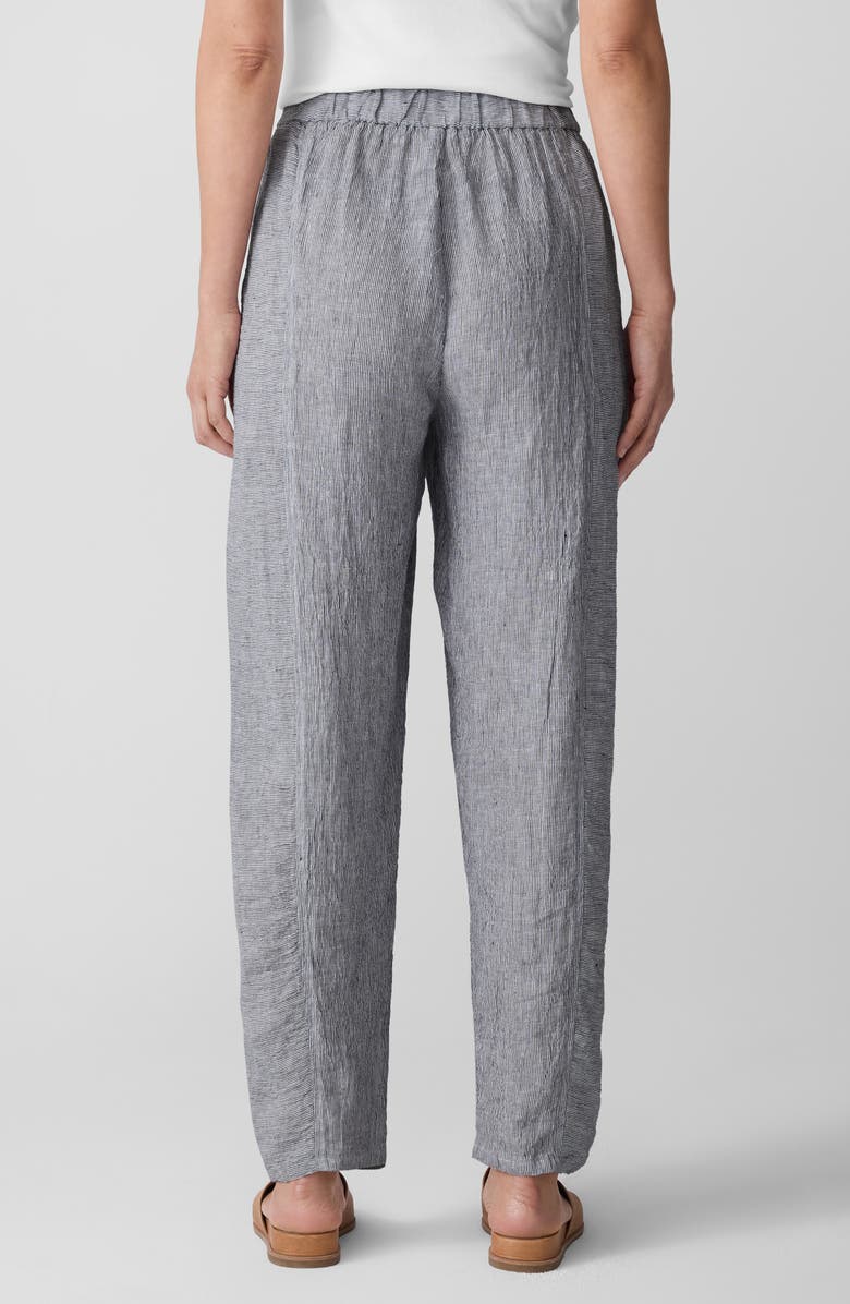 Eileen Fisher Stripe Organic Linen Lantern Pants, Alternate, color, Ink