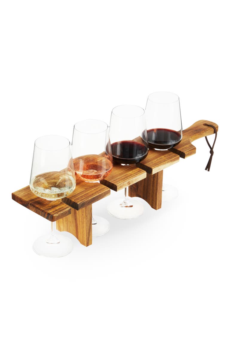 Acacia Wood  Easy Transport Wine Flight Carrier, Alternate, color, Brown
