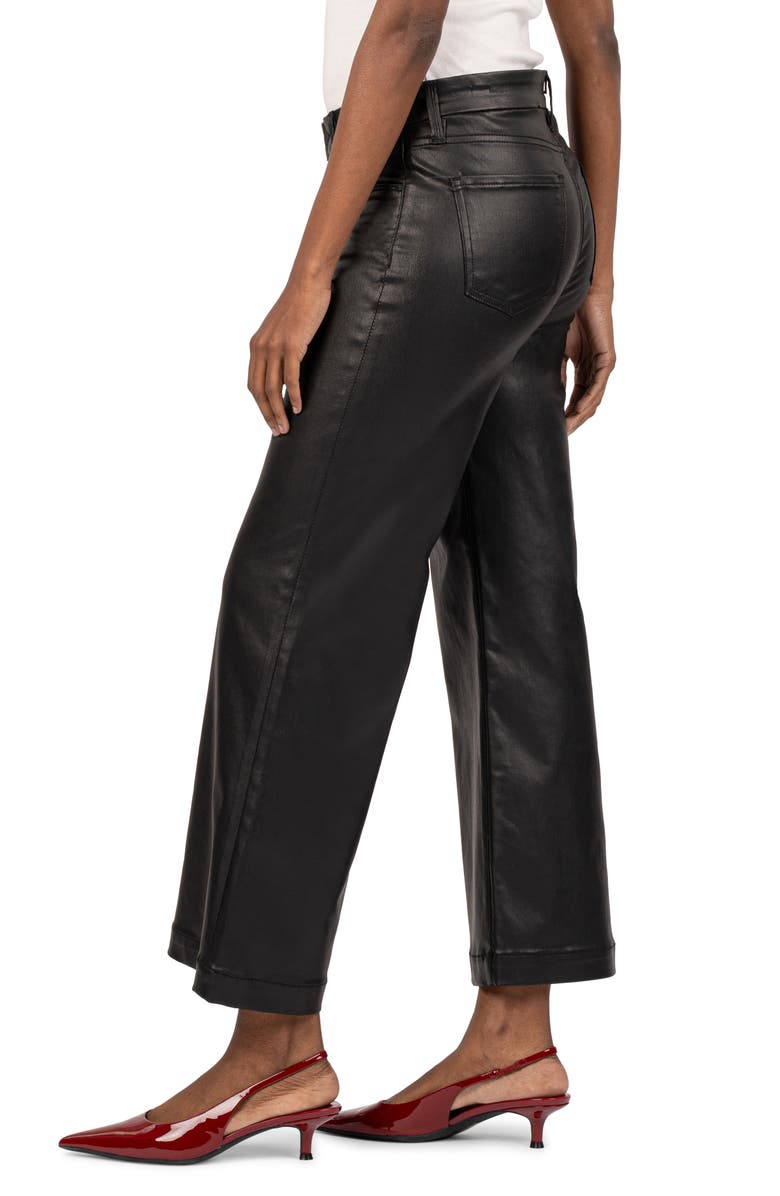 KUT from the Kloth Meg Coated High Waist Wide Leg Jeans, Alternate, color, Black Jm