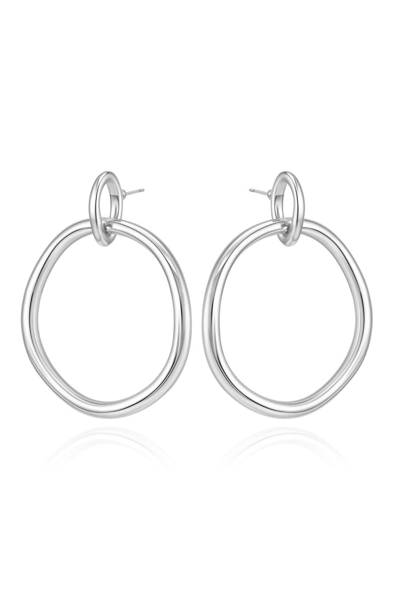 Hoop Drop Earrings, Main, color, SILVER