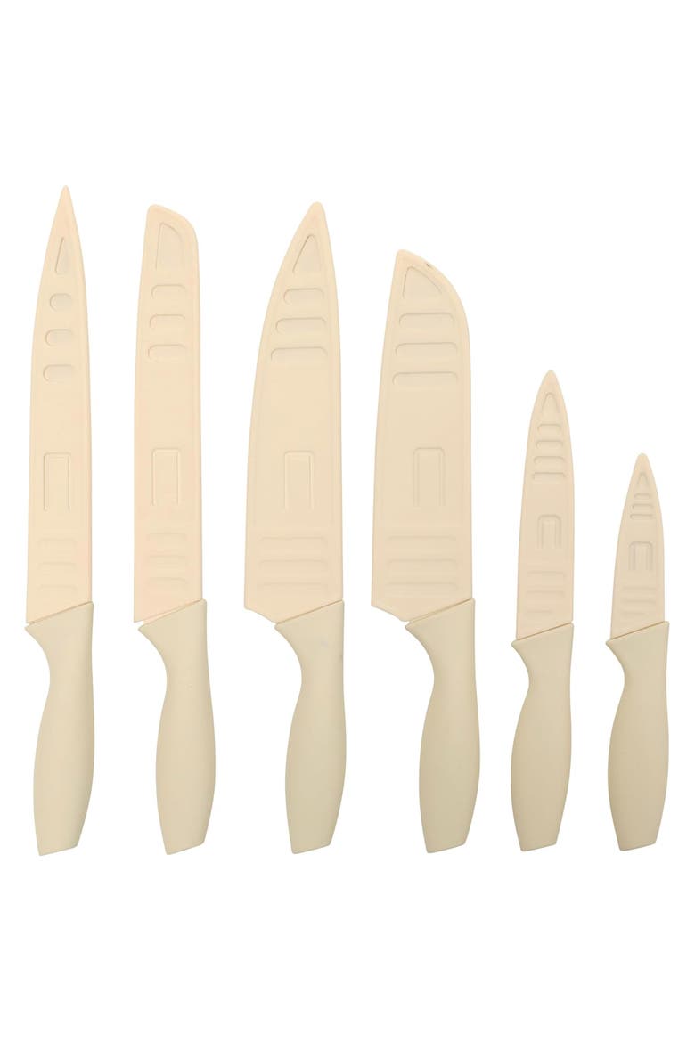 Nonstick Stainless Steel 12 Piece Cutlery Set in Linen, Main, color, White