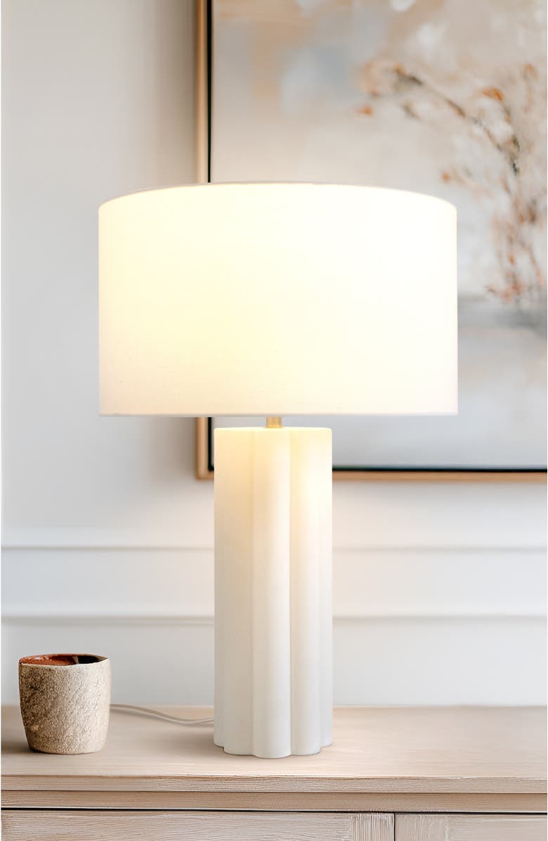 Brightech Becca 24" LED Geometric Pillar Table Lamp with Cream Fabric Shade, Bulb Included, Alternate, color,