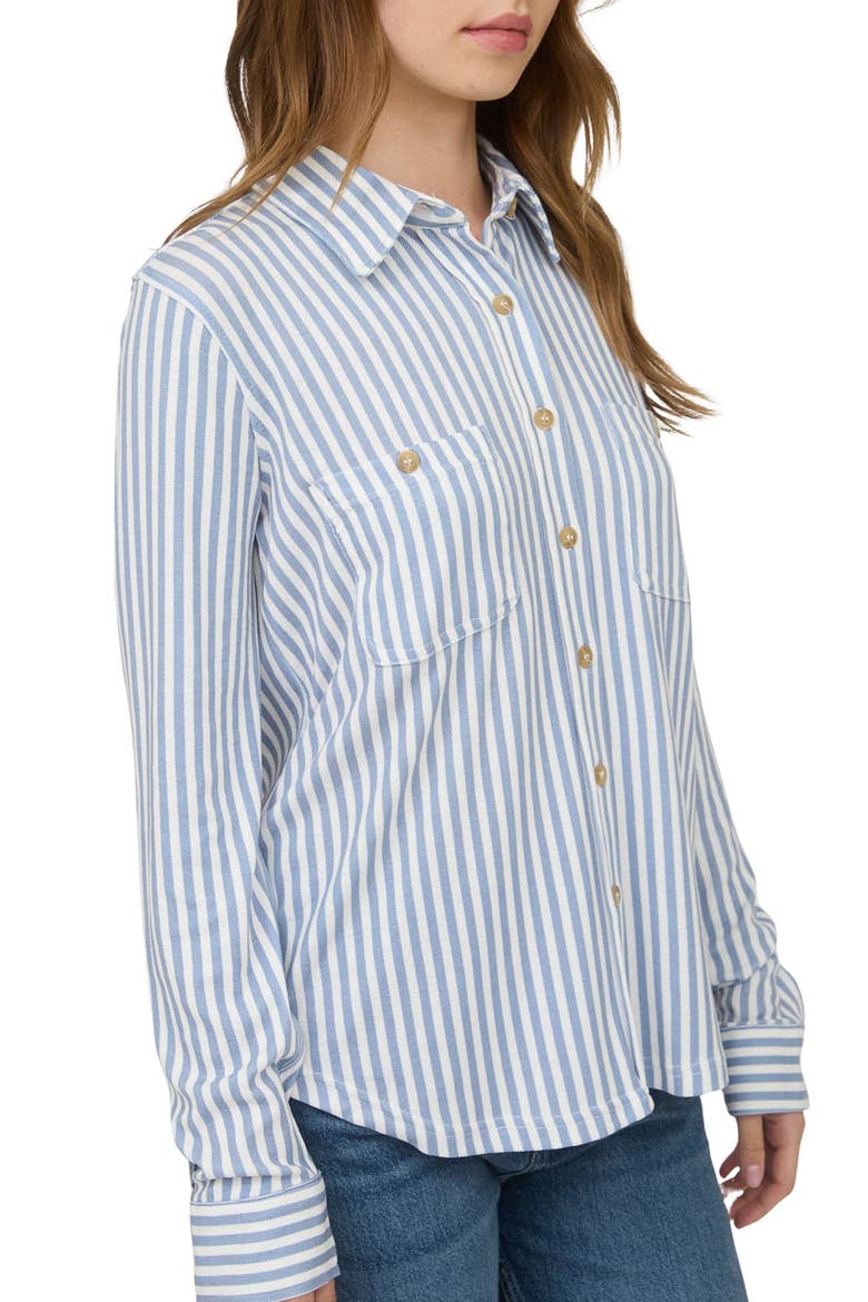 Button Front Long Sleeve Shirt, Alternate, color, DUSTY BLUE