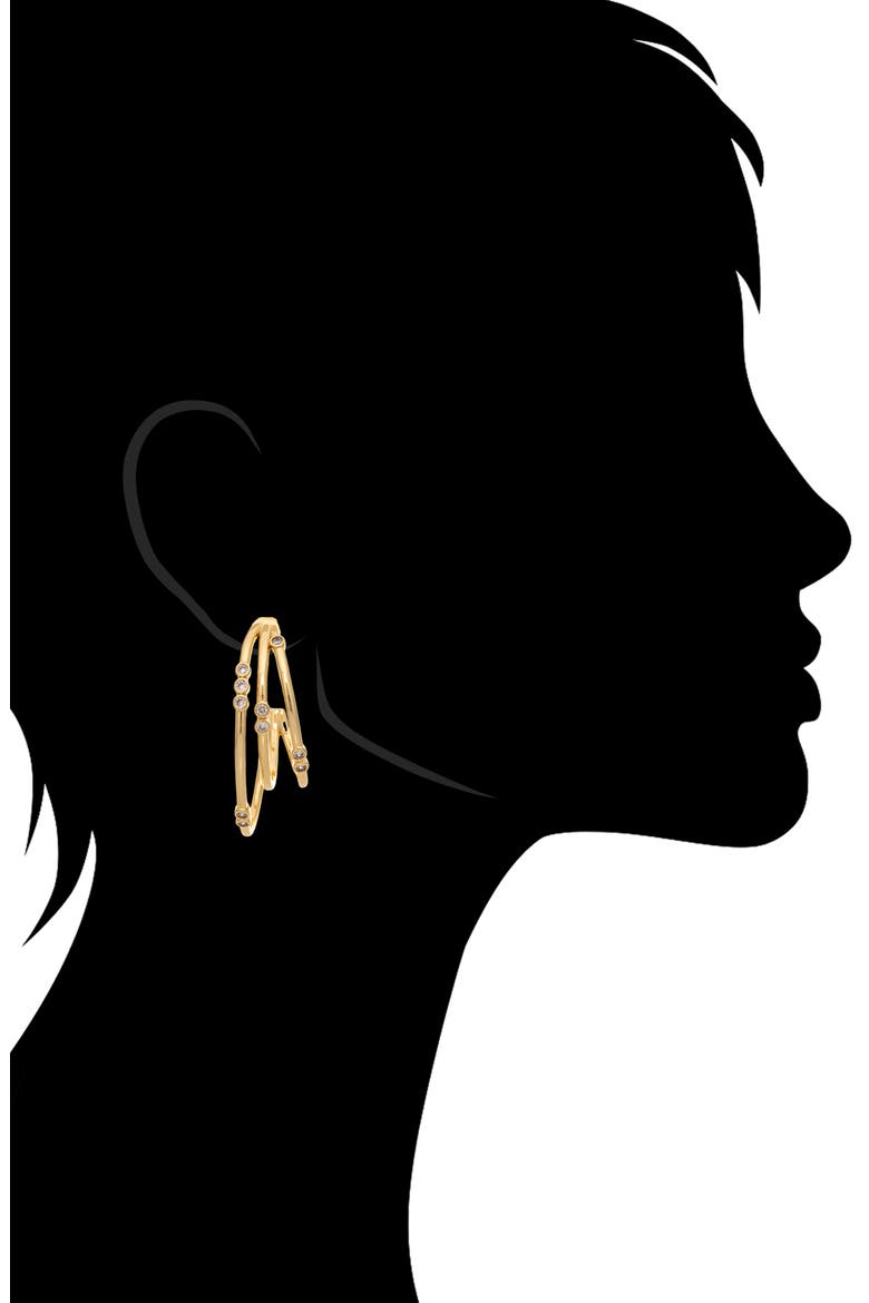 Cubic Zirconia Multi Hoop Earrings, Alternate, color, GOLD