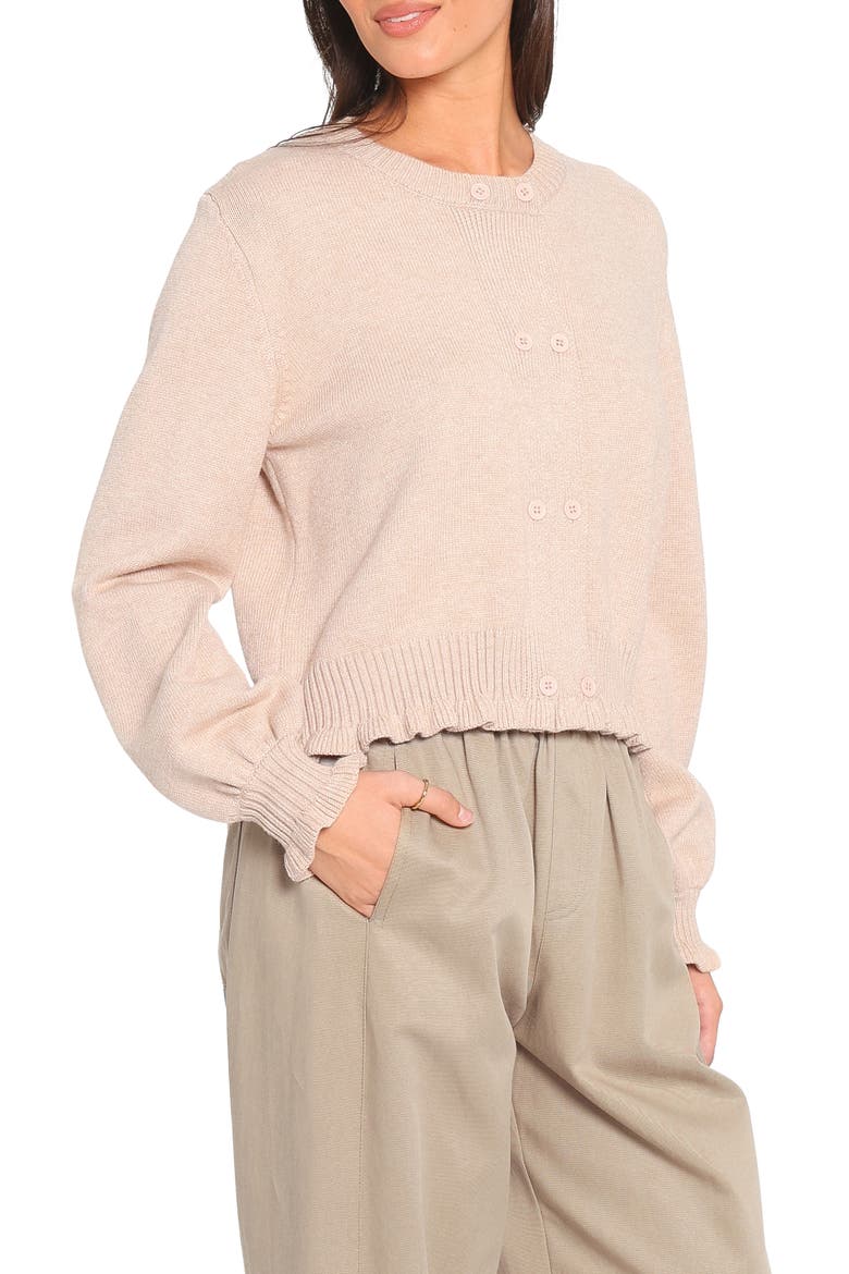 Marjorie Frill Cardigan, Alternate, color, BEIGE