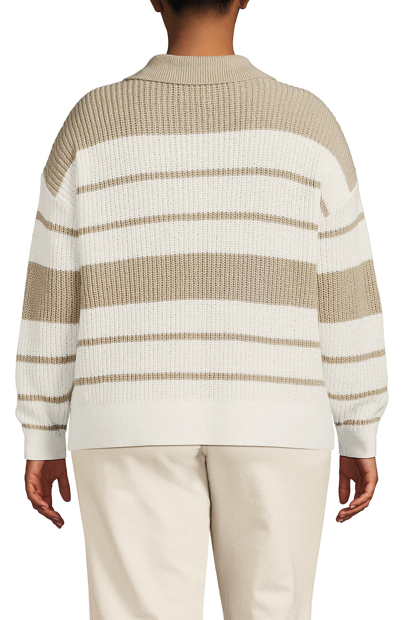 Cotton Boucle Johnny Collar Textured Sweater - image 4