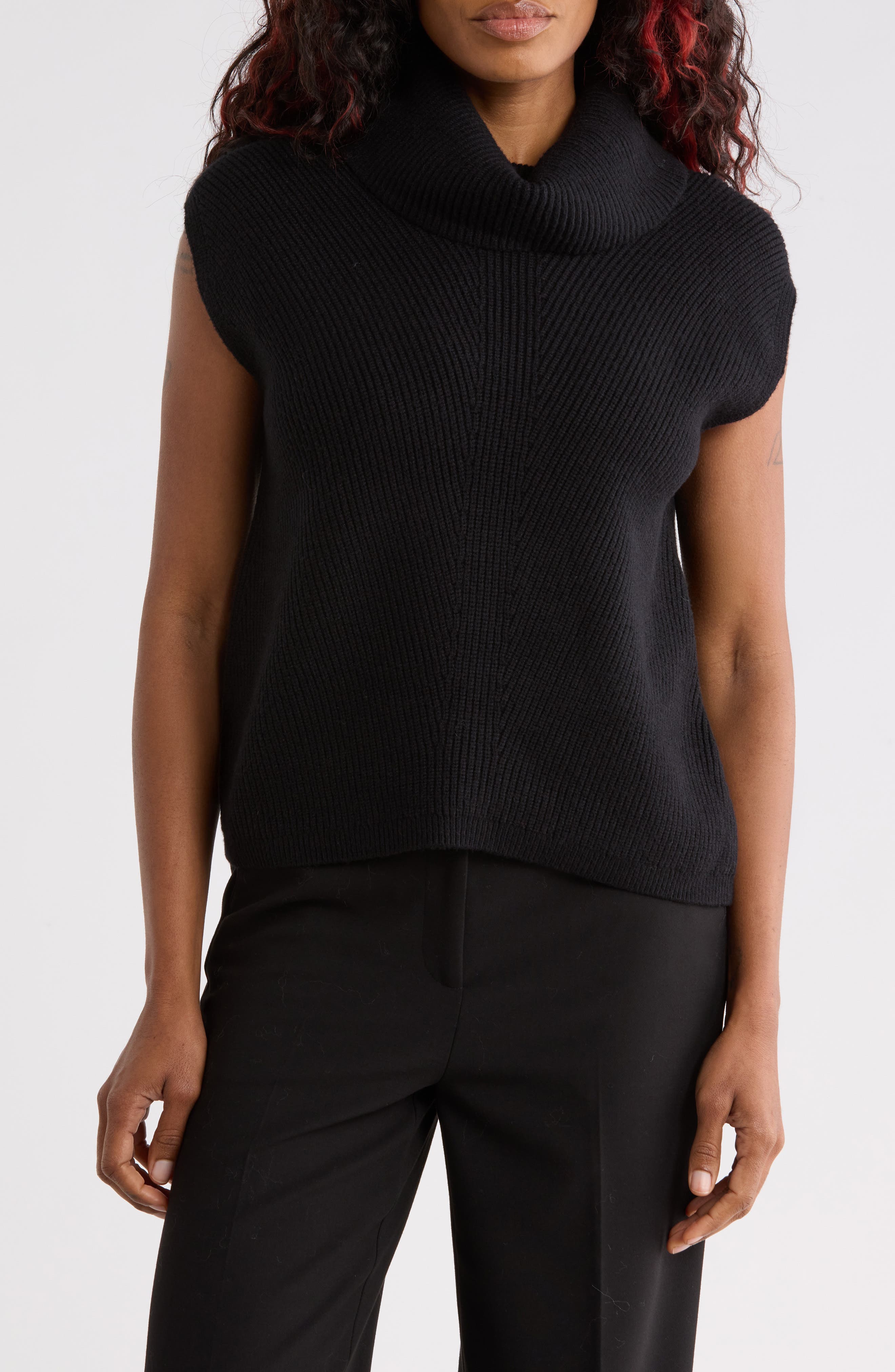 Cowl Neck Sleeveless Tunic Sweater