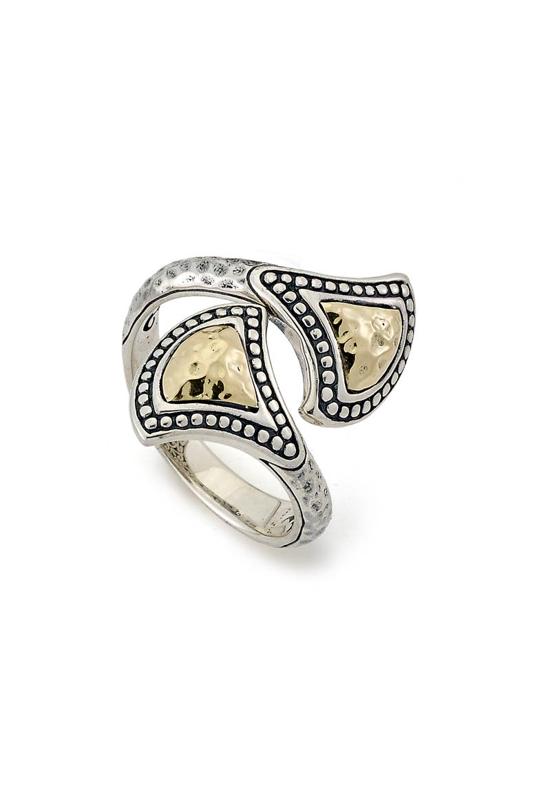 Two-Tone Hammered Bypass Ring, Main, color, SILVER AND GOLD