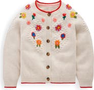 Mini Boden Kids' Floral Embroidered Cotton Cardigan