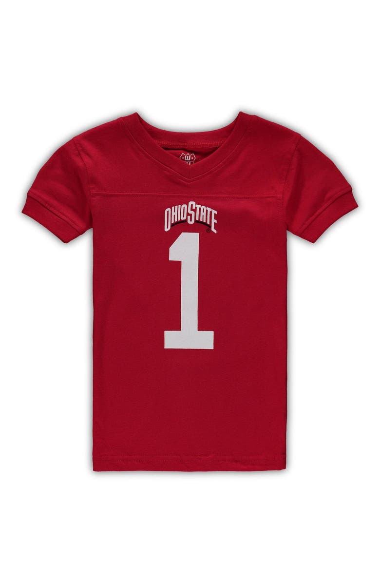 Wes & Willy Preschool Wes & Willy Scarlet Ohio State Buckeyes Football V-Neck T-Shirt and Pants Sleep Set, Alternate, color, 