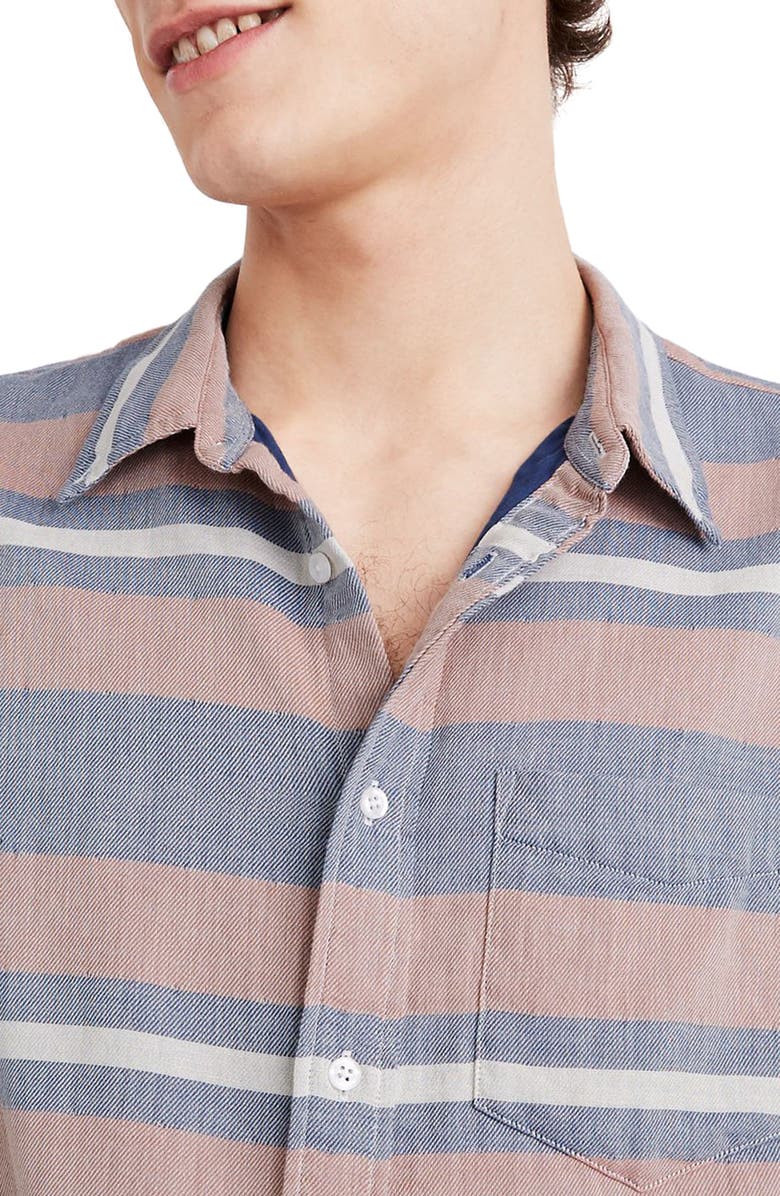 Madewell Ransell Stripe Double Weave Perfect Short Sleeve Shirt, Alternate, color,