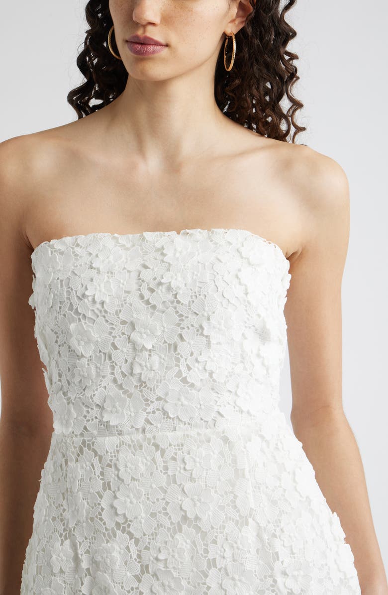 Chelsea28 Floral Appliqué Strapless Lace Minidress, Alternate, color, White
