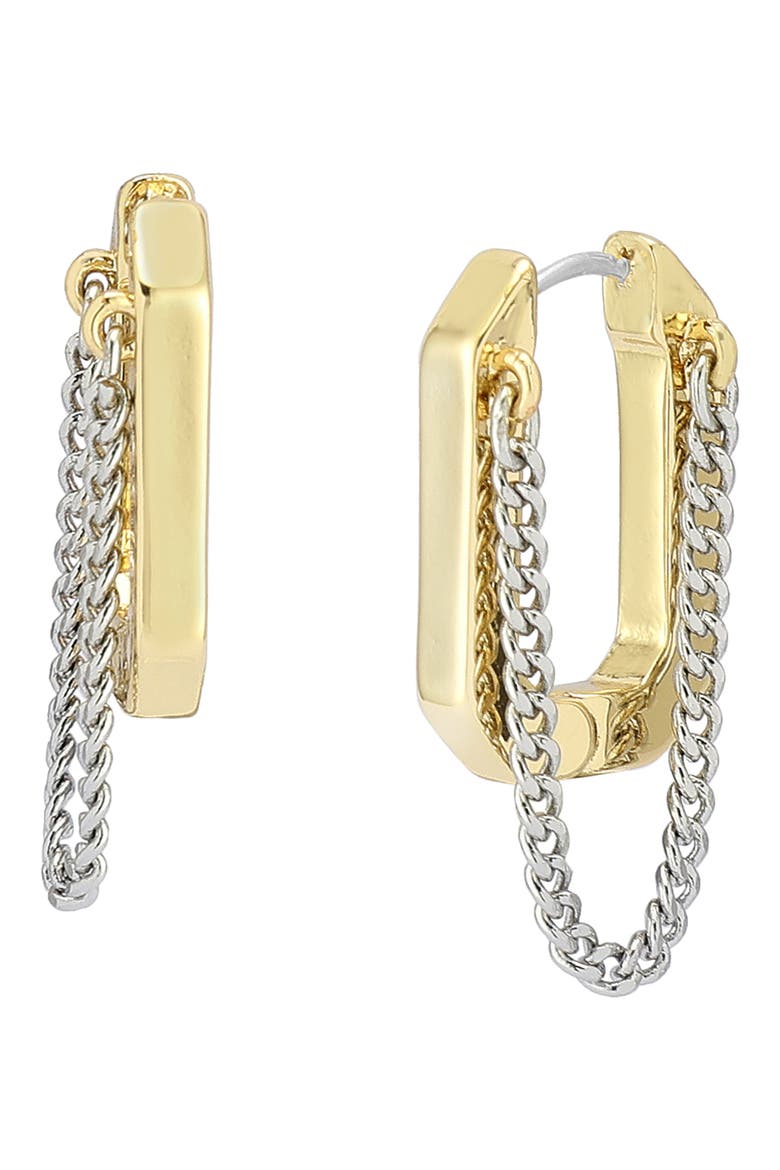 Hexagon Swag Hoop Earrings, Alternate, color, GOLD/ RHODIUM