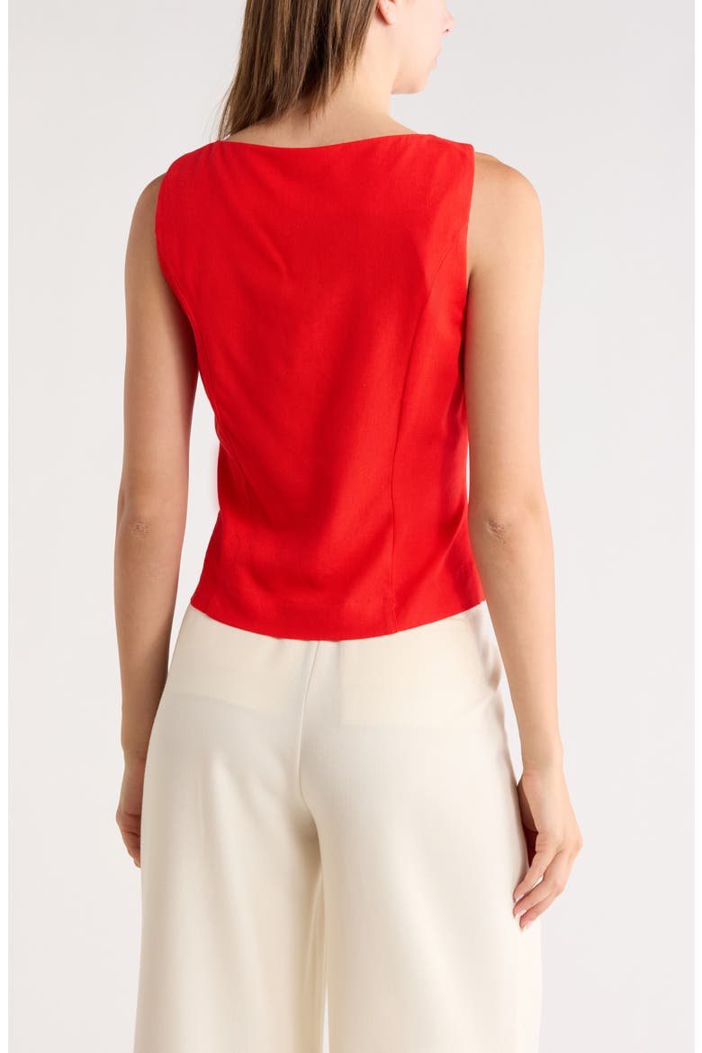 Linen Blend Vest Top, Alternate, color, RED